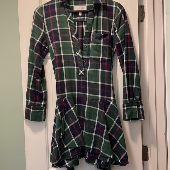 Derek Lam 10 Crosby Plaid Tie-Waist Shirt Dress 0 - Picture 4 of 5